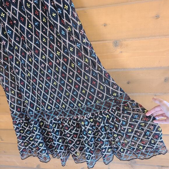 Tularosa Lexi Beaded See Through Festival High Waist Maxi Skirt Boho Western NWT - Picture 5 of 6